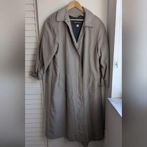 Anne Klein Classic Beige Overcoat Button Up Trenchcoat Size 14